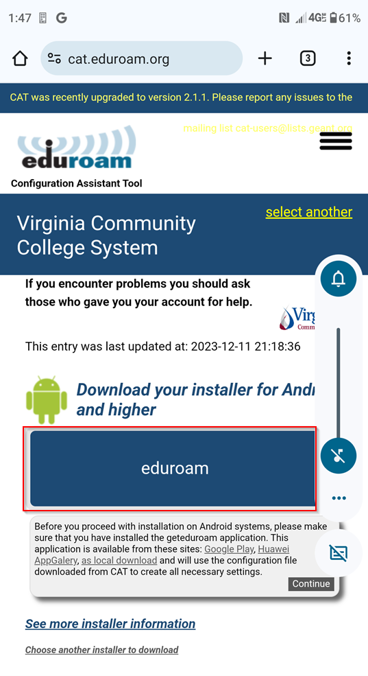 eduroam instructions screenshot 4
