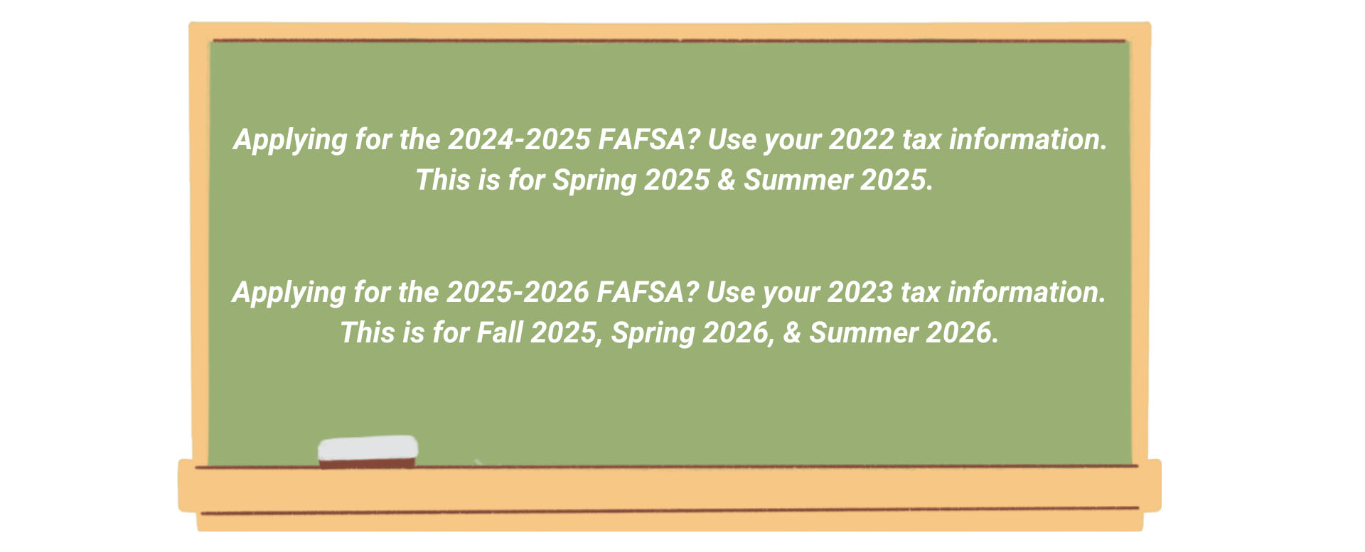 Contact Financial Aid for more information on the FAFSA.